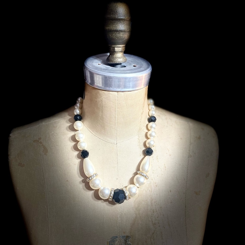 White and black beaded necklace